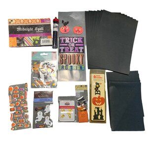 Complete Halloween Scrapbooking Kit With Stickers Embellishments Black Paper & E